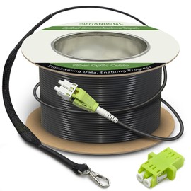 YUTIANHOME 100m/330ft OM5 Multimode Armored LC to LC Fiber Optic Patch Cord, 40Gb 100Gb Duplex Wideband MMF Jumper, 50/125, Indoor/Outdoor, LC-LC with Pulling Eye Kit Installed on one end