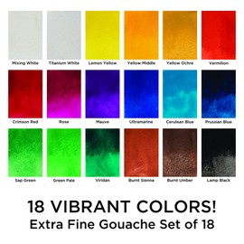 Marie's Extra Fine Gouache Set of 18 Extra Fine Gouache 12 ml Tubes by Marie's