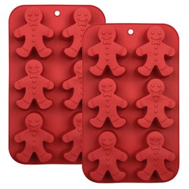 Silicone Gingerbread Man Mold, 2 Pack 6-Cavity Christmas Tray Baking Molds for Chocolate Jelly Soap Cookie