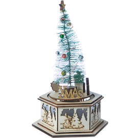 Running KY19A117A Decora Villas navidenas Adorno navideño con Caja Musical Arbol Giratorio, Cafe Claro