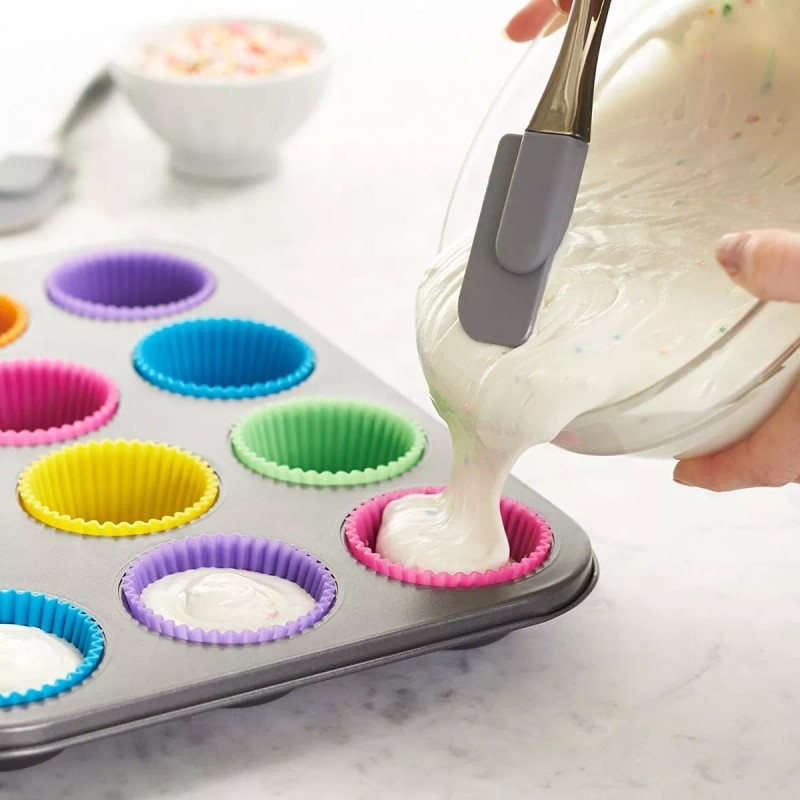 Luxury Charola De Cupakes + Capacillos De Silicon Muffin Reposteria