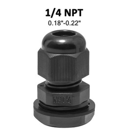 Bonsicoky 10 Pcs 1/4" NPT Nylon Cable Glands, IP68 Waterproof Adjustable Cord Grip Cable Connector Strain Relief Wire Protectors for 4-6mm Cable Diameter, Black