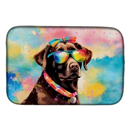 Caroline's Treasures DAC2524DDM Chocolate Labrador Hippie Dawg Dish Drying Mat Absorbent Dish Drying Mat Pad for Kitchen Counter Dish Drainer Mat for Countertop, 14 x 21", Multicolor