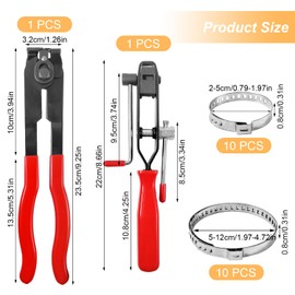 Hose Clamp Set with Clamping Pliers and Clamps, Adjustable Clamp Made of 304 Stainless Steel, Clamp Axle Boot Clamps, Car Repair and Installation Tools