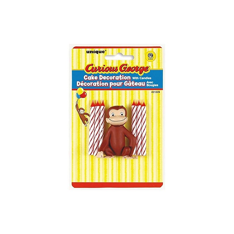 Curious George Cake Topper with 6 Candles - Premium Quality