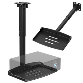 Projector Ceiling Mount with Tray, Adjustable Height Universal Bracket with Concealed Cable Management, No Hole Installation, Holds up to 22 lbs – Ideal for Home Theater & Office (Black)