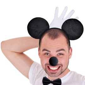 iZoeL iZoeL Damen Maus Mouse Kostüm Haarreifen mit Maus Ohren + Handschuhe + Nase+Krawatte für Fasching Karneval Motto Cosplay Party