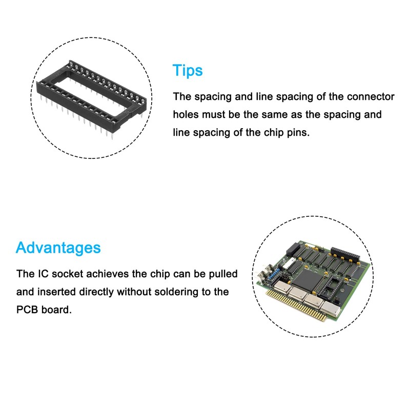 sourcing map 20Pcs DIP IC Chip Socket Adapter, 2.54mm Pitch
