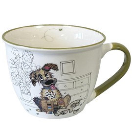 KIUB Bowl with Handle - Dog Design - Fine China - Capacity 550ml