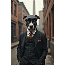 A5 Greeting Card | Staffordshire Bull Terrier in Peaky Blinders Style | UK Made, Eco-Friendly, Blank Inside | Funny Card for Dog Lovers, Birthdays & More