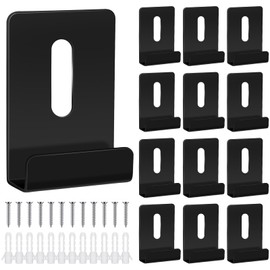 SiliFine 12 Pcs Metal Mirror Clips Holder Wide Channel Mirror Holder Frameless Mounting Hardware Hooks Heavy Duty Hangers Retainer Clip with Screw for Wall Mounting Frameless Billboard Display(Black)
