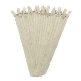 AMORNPHAN - 10 unidades de cinta de encaje invisible de seda de 16 pulgadas, cierre oculto para ropa, manualidades, cierre oculto, herramientas de costura para coser a medida, manualidades #3 (beige, 16 pulgadas)