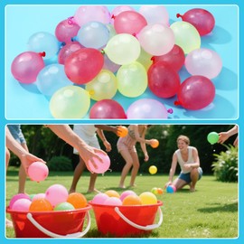 Pack of 444 Water Bombs Self-Closing, Reusable Water Bombs with 4 Tap Connections, Colourful Water Balloons, 60 Seconds Quick Filler, Water Bomb Balloons, for Beaches, Pool Party
