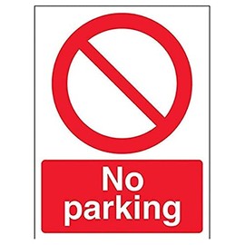 V Safety 52030AN-R No Parking Sign - Portrait - 150mm x 200mm - 1mm Rigid Plastic, Red