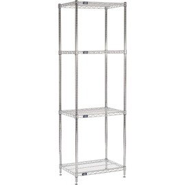 Nexel Adjustable Wire Shelving Unit, 4 Tier, Commercial Dry Storage Rack, 18" x 24" x 74", Chrome