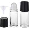 Pxiryanlow 2Pcs Black (30ML) Clear Empty Glass Essential Oil Roller