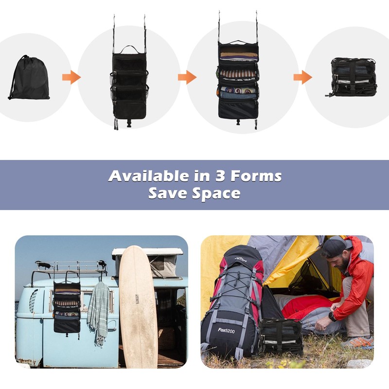Surblue Travel Hanging Luggage Organizer Portable Suitcase Closet Organizer Multiple
