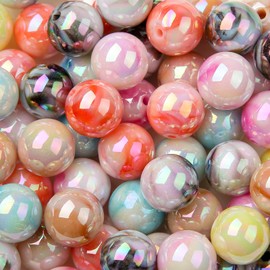 BERMRO 16mm Acrylic Beads Double Color Round Beads with Straight Hole, Large Beads for DIY Earrings Bracelet Necklace and Any Other Accessories (Mist)