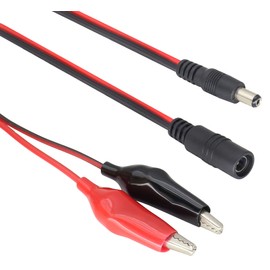 HCFeng DC 5521Plug to Big Clamp Test Cable, 12V DC Male/Female Jack to Alligator Clip Cable DC5.5mmx2.1mm Cable with Double Alligator Clips for CCTV Camera and Lighting[4pack -9.8inch/25cm]