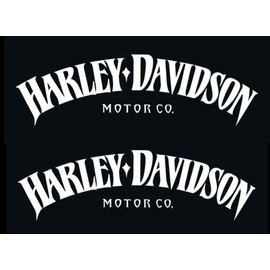 Motorcycle Classic Logo Harley Design Vinyl Decal #2 (Right and Left) Piece Moto HD Club 2.5"x8" (White)