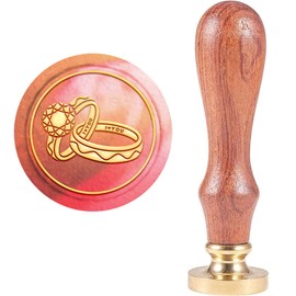 CRASPIRE Valentines Day Rings Wax Seal Stamp I Love You 25mm Wedding Sealing Wax Stamps Vintage Removable Brass Sealing Head Wood Handle with Wooden Handle for Christmas Envelope Invitations Gift