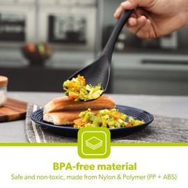 Royalford 7 PC Nylon Kitchen Utensil Set for Cooking | Serving Spoon, Slotted Spoon, Slotted Spatula, Skimmer, Soup Ladle, Egg Whisk & Potato Masher Set | Safe for Non-Stick Cookware, BPA Free & Heat