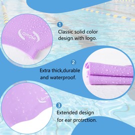 Silicone Swimming Cap for Women & Men, High Elasticity Swim Hat for Long Hair, Waterproof Bathing Cap with Ear Plugs & Nose Clip, Keep Hair Dry, Easy On/Off (Purplish-Pink)