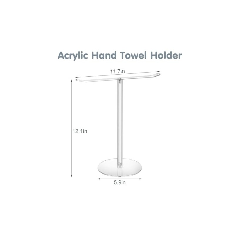 Clear Acrylic Hand Towel Holder Stand, T-Shape Free-Standing Towel Rack