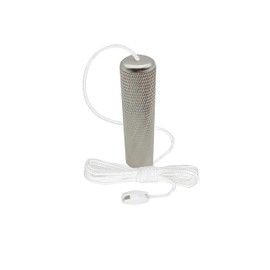 SAMOTECH Bathroom Light Pull Cord: Stylish Silver-coloured Metal Cylinder Design with 150cm White Cord and matching plastic Connector for Bathroom (Silver Pull - White Cord)