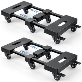 KEDSUM Furniture Dolly with 6 Swivel Casters, Expandable Moving Dolly, 24in-12in Furniture Movers with Wheels, Flat Dollies Brake Wheels, Max 1600LBS Capacity, 2 Pack
