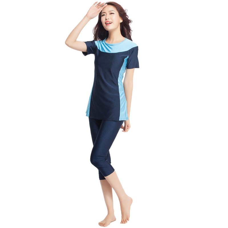 Ababalaya Burkini para mujer con cubierta moderada, 2 piezas, color