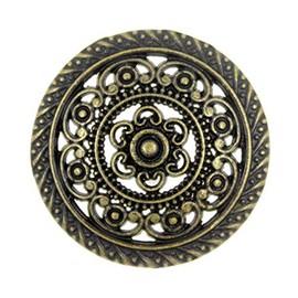 Biselry, 8 botones de metal con filigrana de encaje 30 mm, Antique Brass, 6