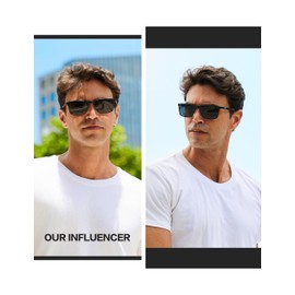 Bircenpro Classic Sunglasses for Men Polarised: UV Protection Fashionable Sunglasses for Driving and Fishing with Al-Mg Frame, A-black frame black lens