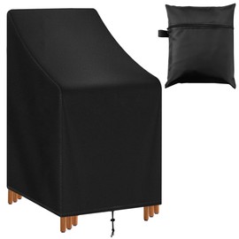 Stackable Patio Chair Cover Waterproof Outdoor Chair Cover Lounge Chair Covers Outdoor Stack Chairs for All Weather Protection 36" Lx28 Wx47 H, Black