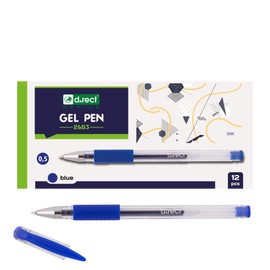 D.RECT 2603 Rubber Grip Gel Pen x 12 Blue