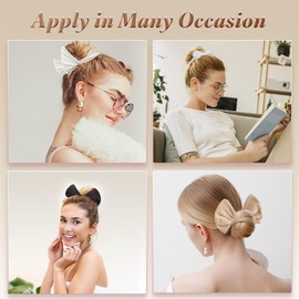 3 Pieces Deft Hair Bun Maker for Twister - Lazy Hair Curler Deft Bun Fashionable Colors Bow Maker, Cute French Twist Easy Bun Hair Bun Maker for Women & Girls Hairstyle (3 PCS (Black, Navy, Khaki))