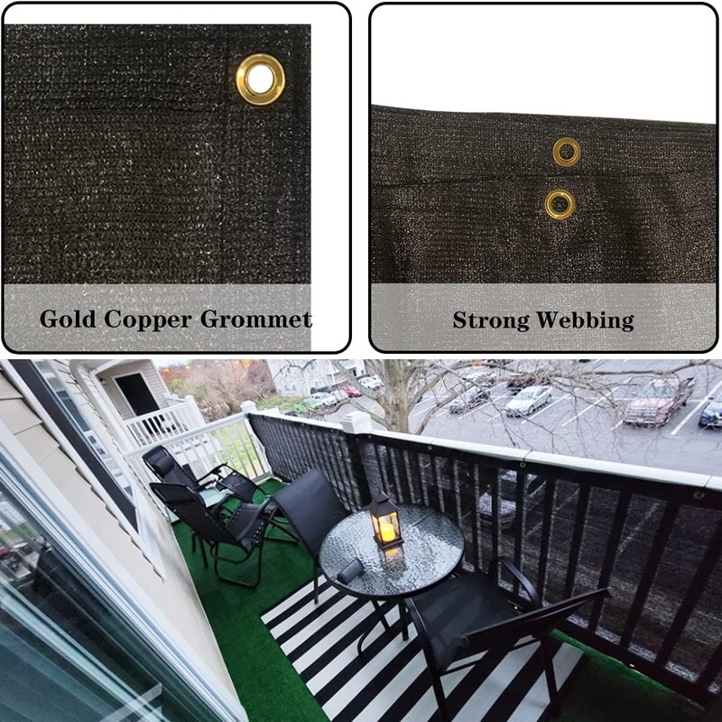 Balcony Privacy Screen Fence Cover 4'x16', HDPE Shade Mesh Fabric