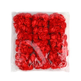 CCINEE 144pcs Mini Paper Flowers, 30mm Mulberry Paper 1.2" Artificial Rose Flower with Stem for DIY Crafts Projects Scrapbooking Wedding Decorations (Red)