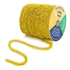 Mandala Crafts - Guirnalda de oropel dorada de 30 pies de lámina metálica fina con purpurina para árbol de Navidad, fiesta, decoración de boda y decoraciones navideñas