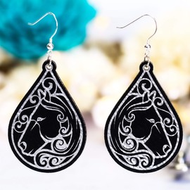 Black Silver-Tone Horse Earrings for Women Hypoallergenic, Horse Gifts for Girls, Horse Jewelry Earrings