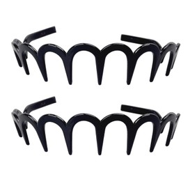 2025 New U Shape Fashion Tooth Hair Comb Headband, 2PCS High Cranium Headbands for Women's Hair, Reversible Korean Headbands with Teeth for Women Gifts for Teen Girls (Black+Black)