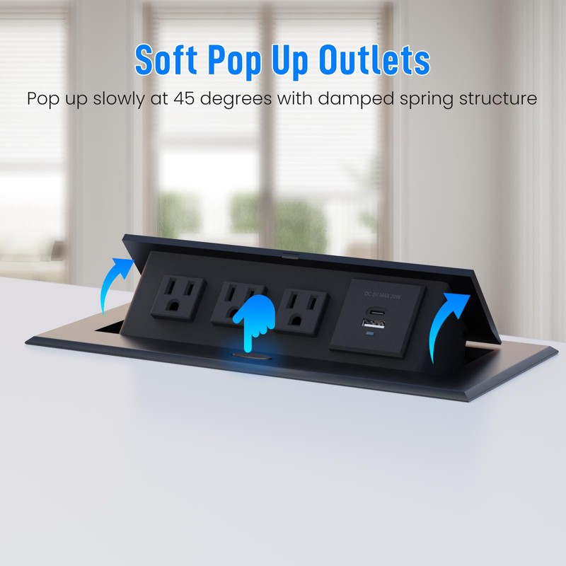 Conference Table Power Outlet PD20W Type-C Fast Charging Pop Up