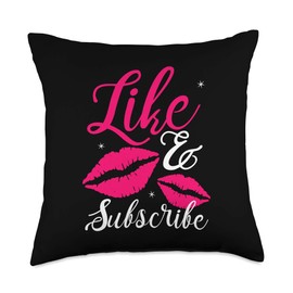 Influencer Cute Beauty Makeup Tuber Like And Subscribe Throw Pillow