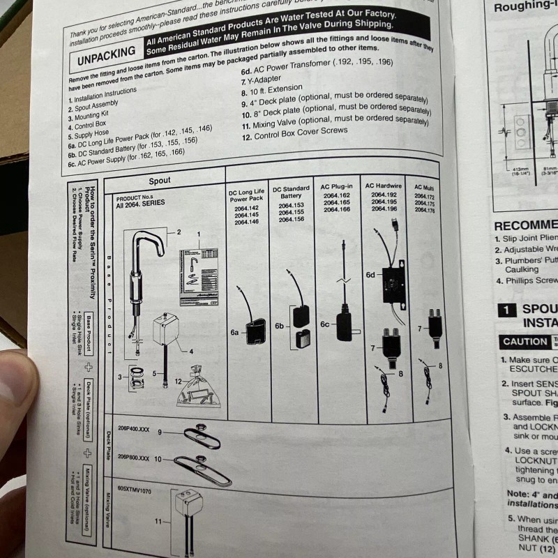 American Standard NEW AMERICAN STANDARD 2064.172.295 SERIN EXTENSION POWER PROXIMITY