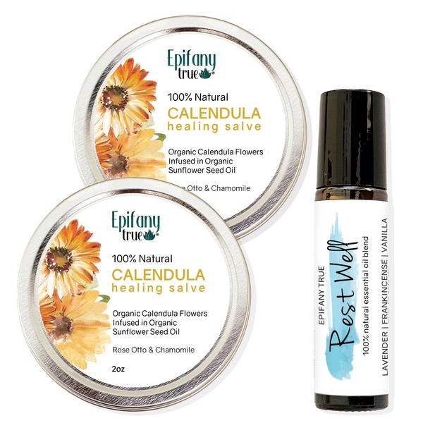 Epifany True Natural Calendula Salve 2oz + Essential Oil Roll-On