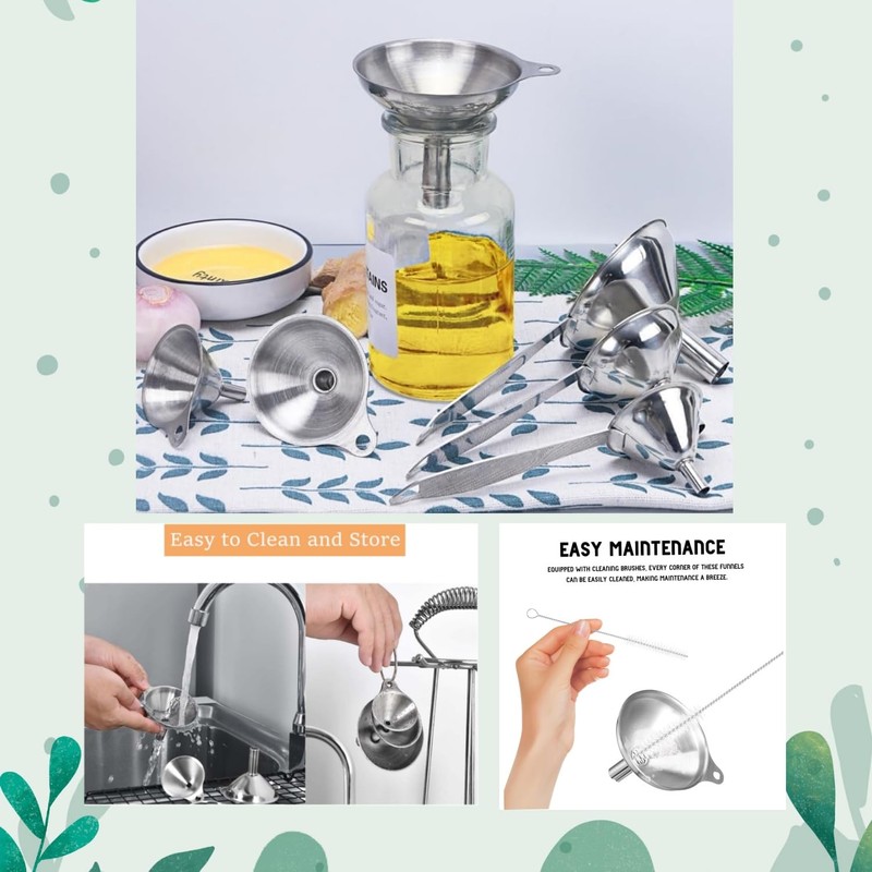Taicols Stainless Steel Kitchen Funnel Set, 3 Pcs Mini Metal