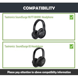 HTINDUSTRY Ersatz-Ohrpolster Kissen Kompatibel mit Taotronics SoundSurge 90/TT-BH090 SoundSurge 85 Kopfhörern Premium Ohrpolster mit Weicherem Proteinleder/Memory-Schaum