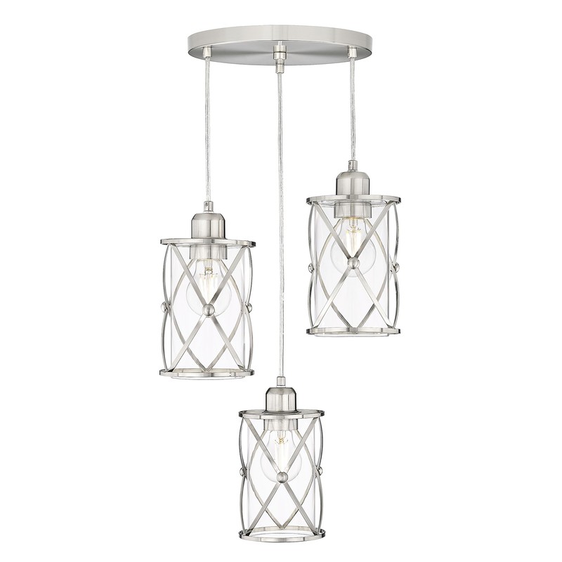 Osimir Brushed Nickel Dining Room Chandelier Light Fixture, 3-Light Pendant