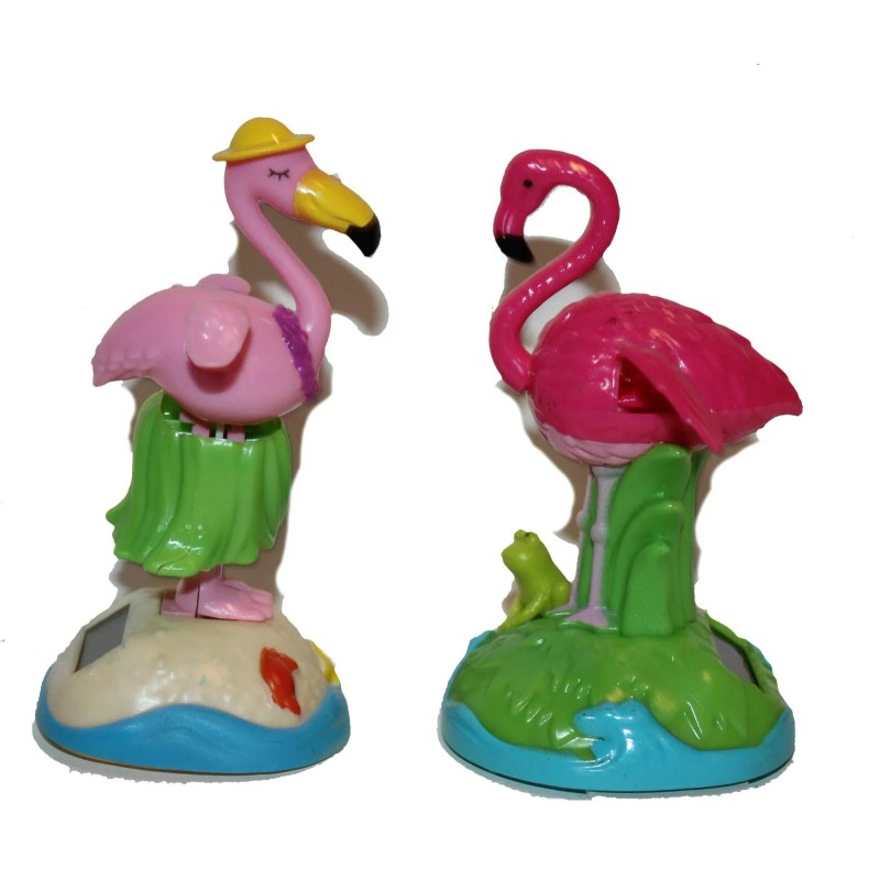 Solar Set of Valentines Flamingos, Solar Powered Love, happy friendship