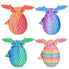 Olee Odee 4PCS Dragon Eggs with Mini Dragon Inside 3D Printed Mystery Gifts Toys Set for Kids Boys Girls Easter Christmas Birthday Graduation Back to School Stocking Stuffer(Magic Pop)